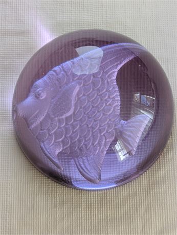 Oleg Cassini Purple Fish Glass Paperweight