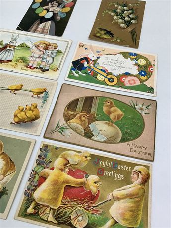 8 pc 1910-1930 Antique & Vintage Easter Postcard Ephemera Correspondence Lot