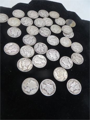 Over 30 Silver Mercury Dimes