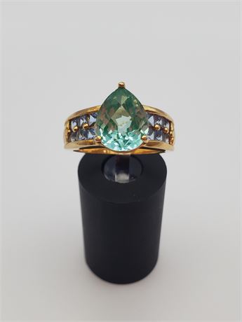 Ross Simon Sterling Vermeil AquaMarine Crystal Ring 5.5 Grams (size 8)