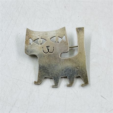 8g Vntg Sterling Cat Pin