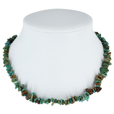 Vintage Turquoise Chip Beaded Choker Necklace