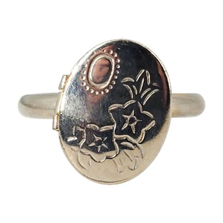 Vintage Adjustable Floral Locket Ring