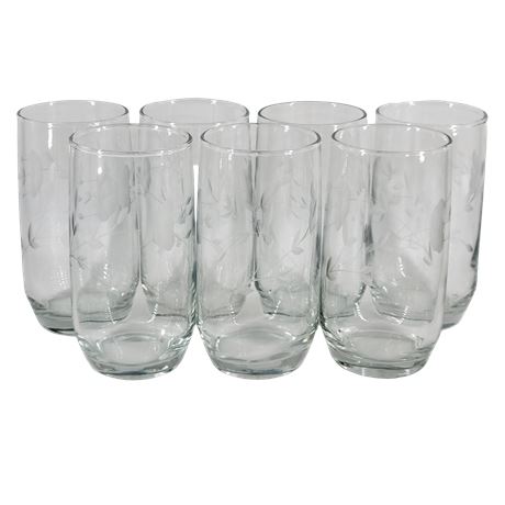 Princess House Heritage Etched Drinking Glasses - Set of 7