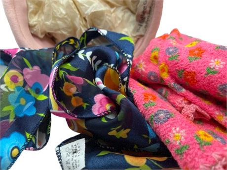 Vintage higbees hat, scarf and terry towel lot