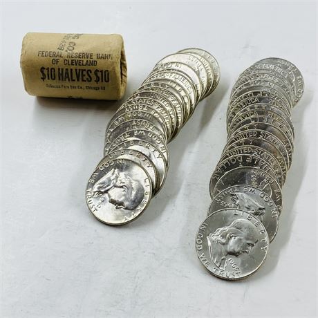 3 BU $10 Rolls 1962, 1963 Franklin Half Dollars