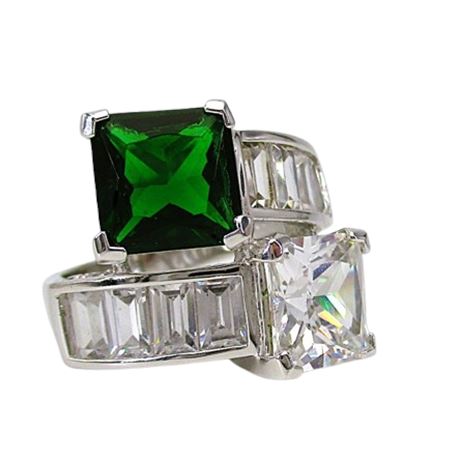 925 Sterling Bypass CZ Statement Ring Sz 8