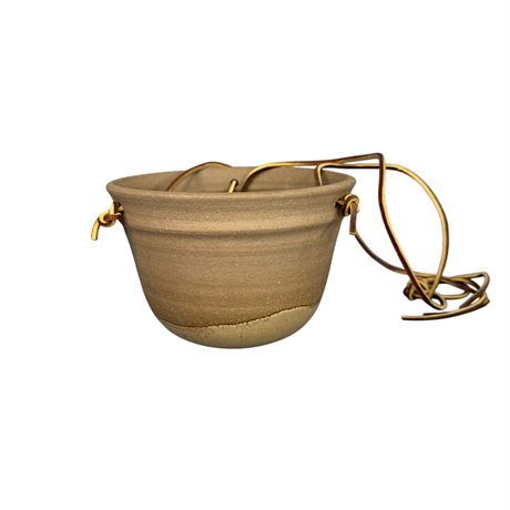 Wheel Thrown Pottery Hanging Planter Signed