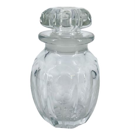 Vintage Etched Heavy Crystal Vanity Jar
