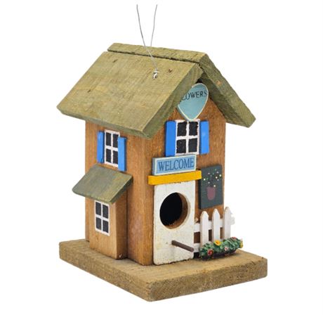 6" Wood Birdhouse "Flower Shop"