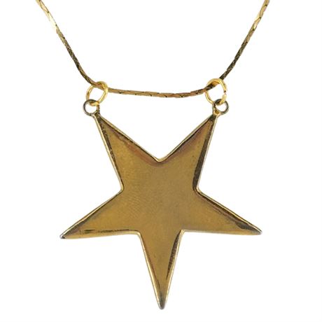 Vintage Gold Tone Inverted Star Pendant Necklace