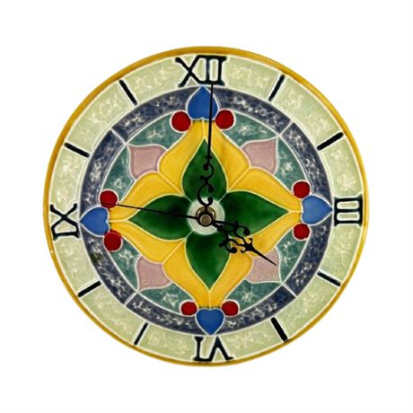 Ceramic Majolica Style Wall Clock