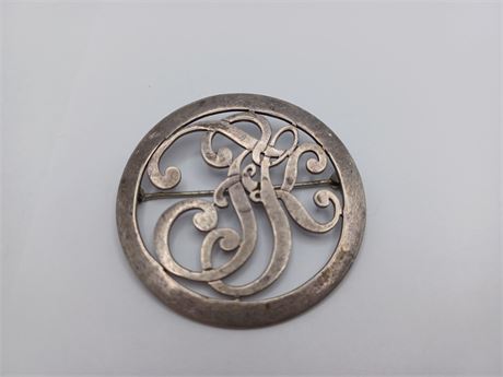 Monogram Sterling Silver Brooch Handmade