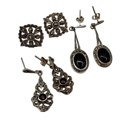 Sterling Silver Pierced Earrings - 3 sets
