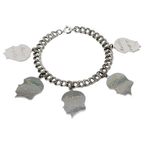 Vintage Sterling Silver Mother's Charm Bracelet