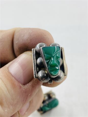 Vintage 7.4g Mayan/Aztec Sterling Earrings