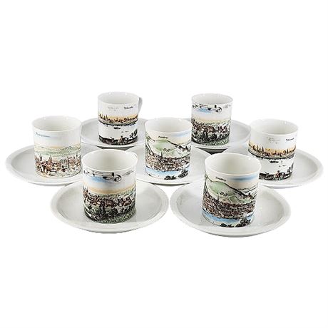 Vintage Arzberg Germany Porcelain Espresso Cups, Set of 7