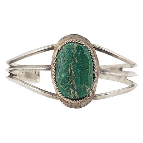 Vintage Native American Style Sterling Silver Turquoise Cuff Bracelet
