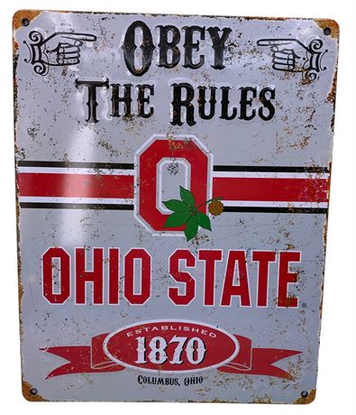 Embossed 14 1/2” Ohio State University Football Sign