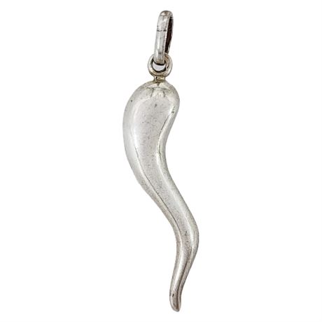 Vintage Sterling Silver Cornicello Italian Horn Pendant