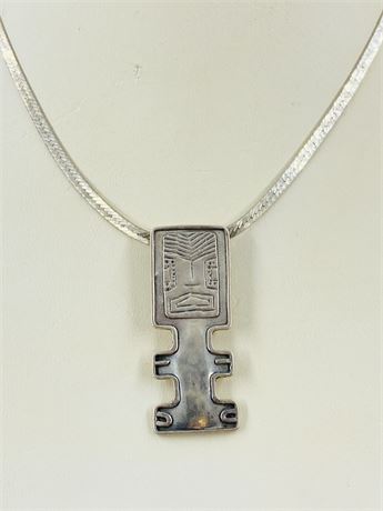 Vtg Mayan Sterling Necklace