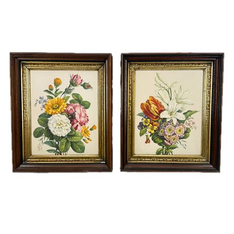 Pair of Decorative Framed Floral Art Prints