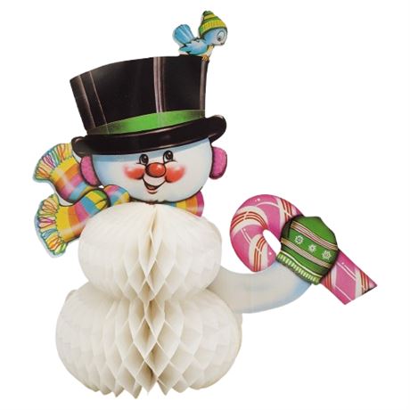 Vintage 1982 Beistle Honeycomb Frosty the Snowman Tabletop Paper Decor