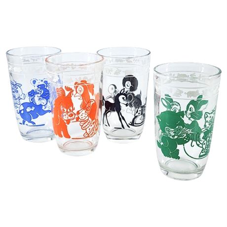 Vintage 50s Swanky Swigs Baby Animals Juice Glasses, Set of 4