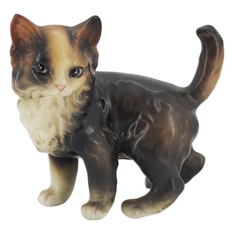 Vintage Lefton Black & Tan Kitty Cat Figurine
