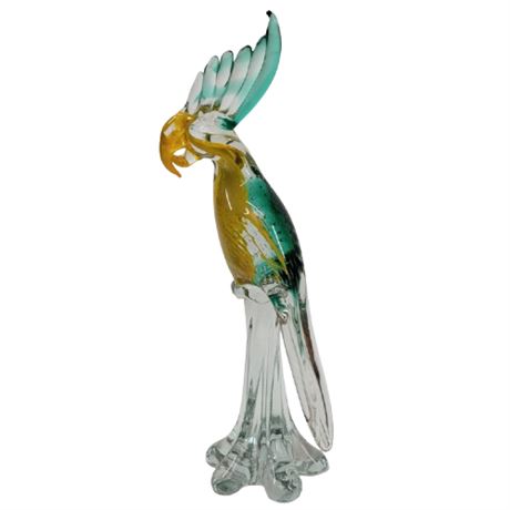 Large Art Glass Cockatoo Figure