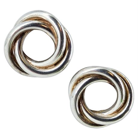 Vintage Sterling Silver Triple Circle Knot Earrings