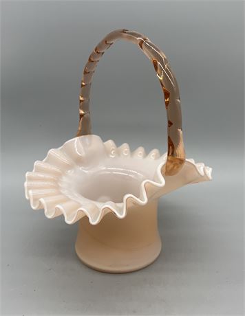 Fenton Peach Overlay Basket