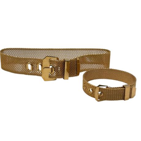 Mod Circa 1980's Mesh Buckle Chocker & Bracelet