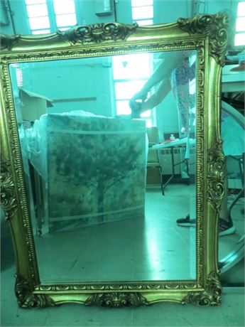 Gold Ornate Framed Beveled Mirror