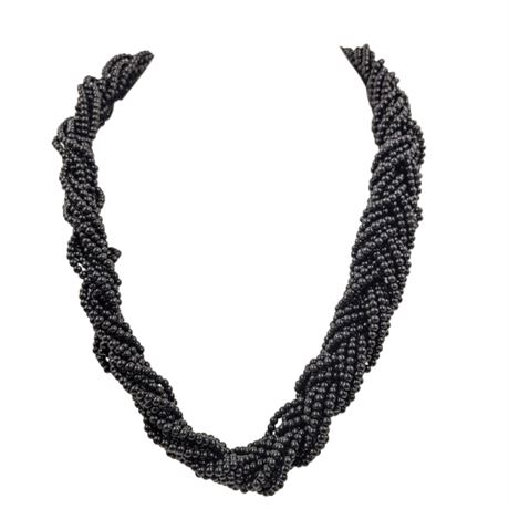 Chunky Black Plastic Bead Statement Necklace