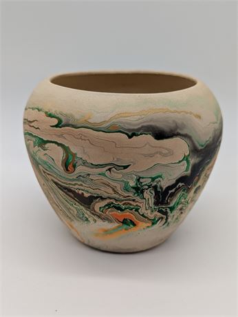 Vintage Nemadji Indian Pottery Vase earth tones modern handmade unique USA