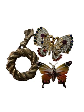 Vintage Butterfly brooch lot