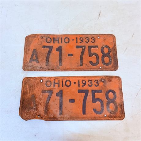 Pair of 1933 Ohio License Plates