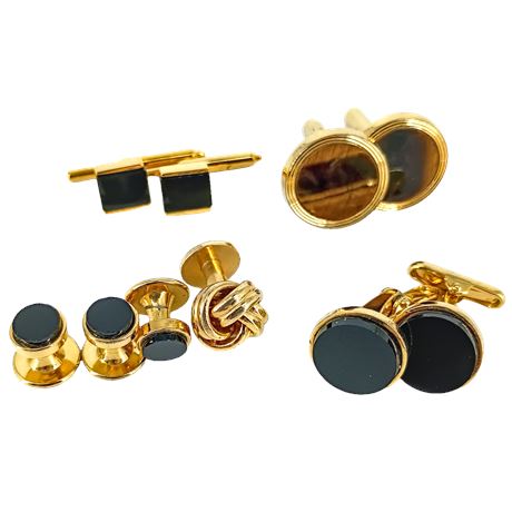 Vintage Men's Gold-Tone Cufflink & Stud Assortment