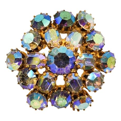 Vintage Austrian Aurora Borealis Rhinestone Brooch