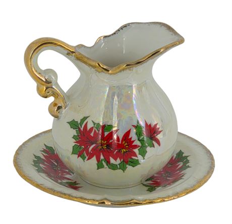 VTG Brinn's Small Decorative Christmas Pitcher & Plate