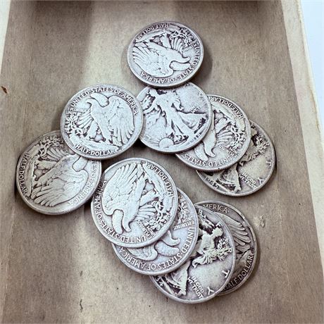 10 Walking Liberty Half Dollars