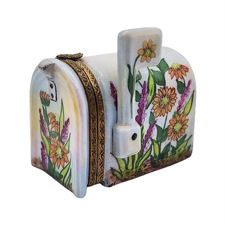 Rochard Limoges Hand Painted Mailbox Porcelain Trinket Box