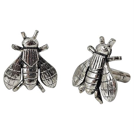 Vintage Silver Tone Bee Cufflinks