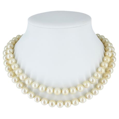 Vintage Matte Faux Pearl 2-Strand Necklace