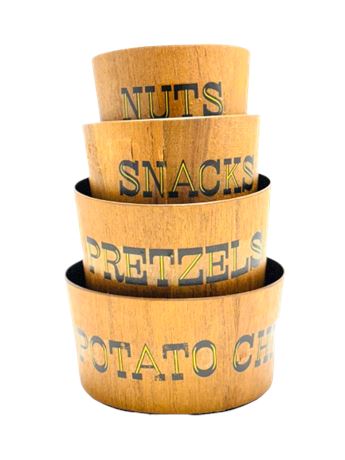 MCM- 4 Lacquer Nesting Snack Bowls with Teak Veneer - Japan