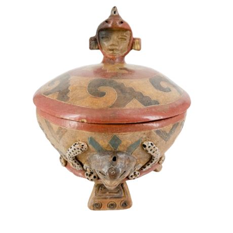 Reproduction Mayan Artifact Lidded Bowl
