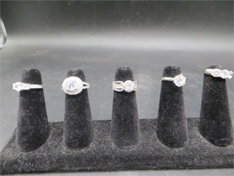 5 Silver Tone Rings