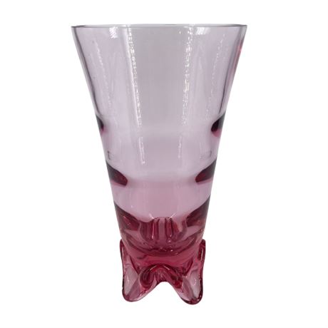 Tiffin Glass Swedish Modern Footed Vase Pink