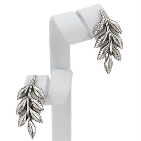 Vintage Sterling Silver Leafy Branches Screwback Earrings